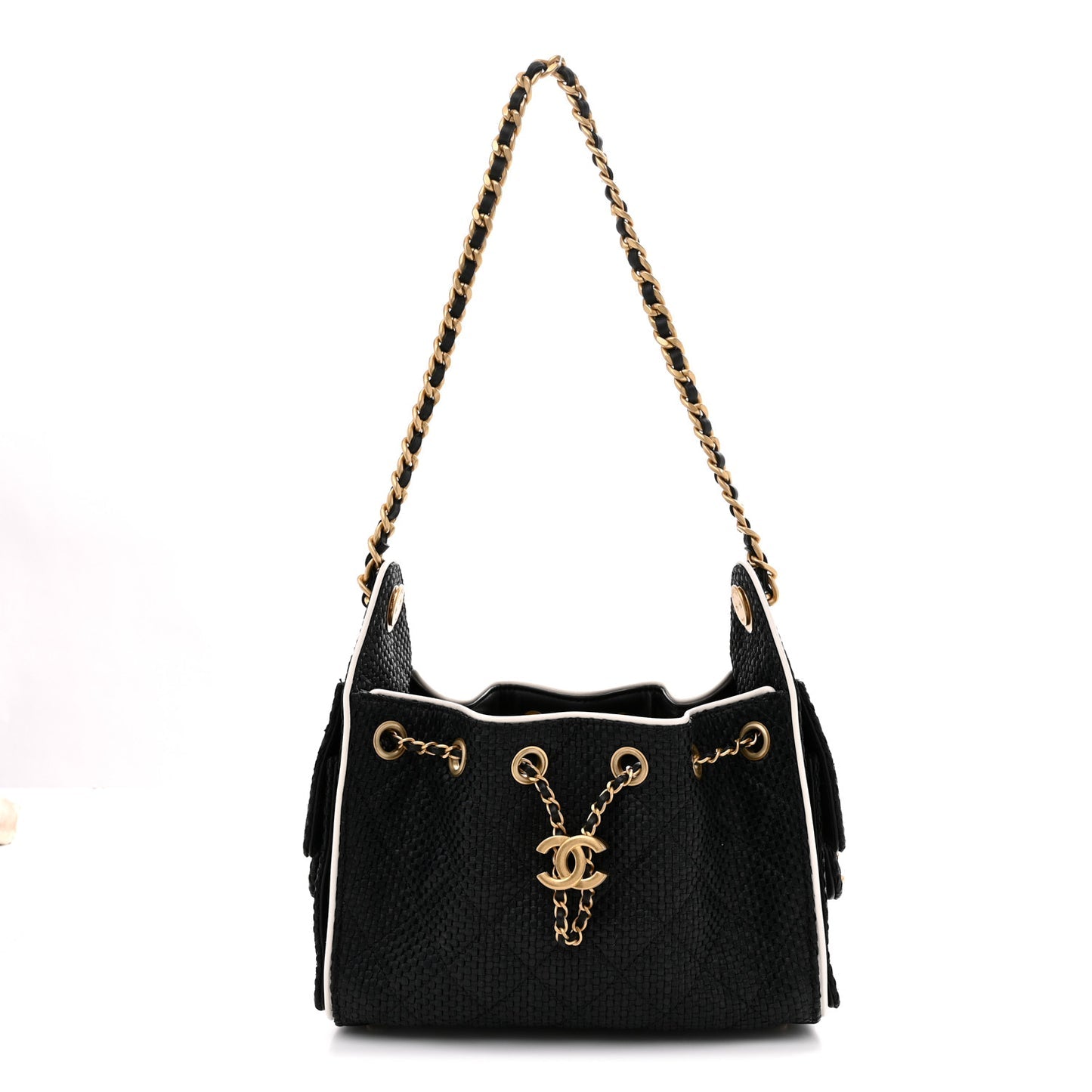 Chanel Braided Raffia Calfskin Mini Chanel 25 Handbag Black White 2026 – PRELOOV