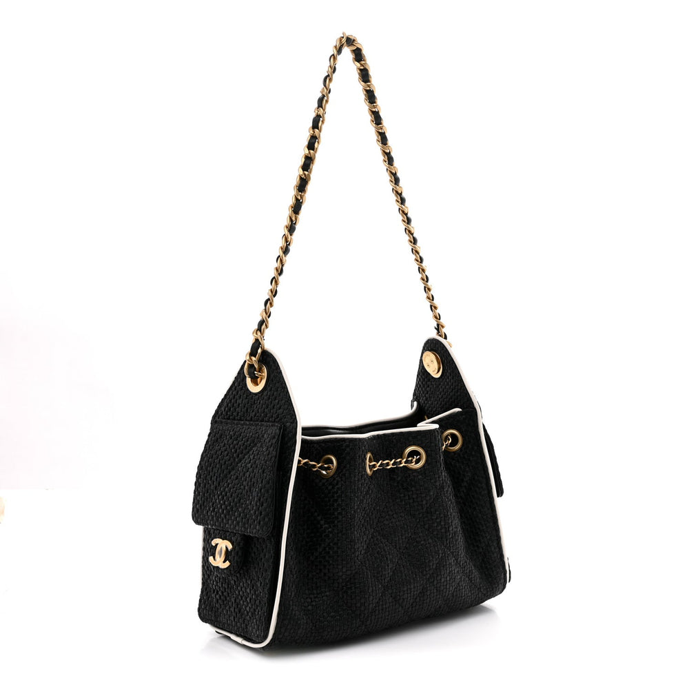 Chanel Braided Raffia Calfskin Mini Chanel 25 Handbag Black White 2026 – PRELOOV