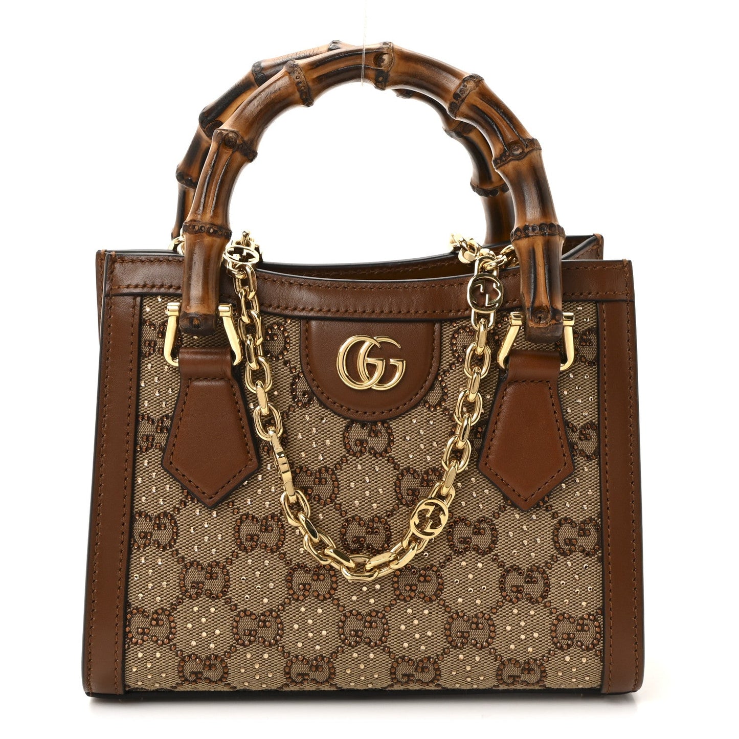 Gucci Mini Diana Tote Bag Camel Ebony Canvas Calfskin image 1