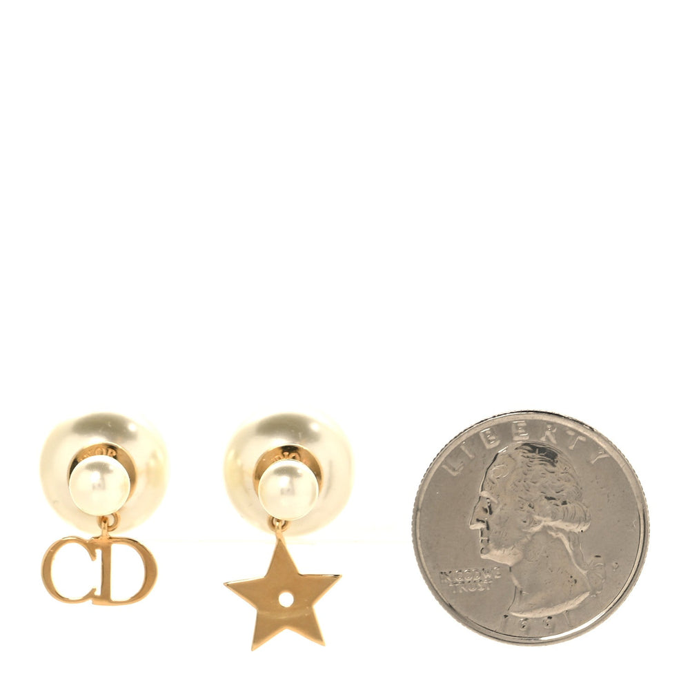 Christian Dior Mise En Dior Logo Tribal Earrings Pearl image 2
