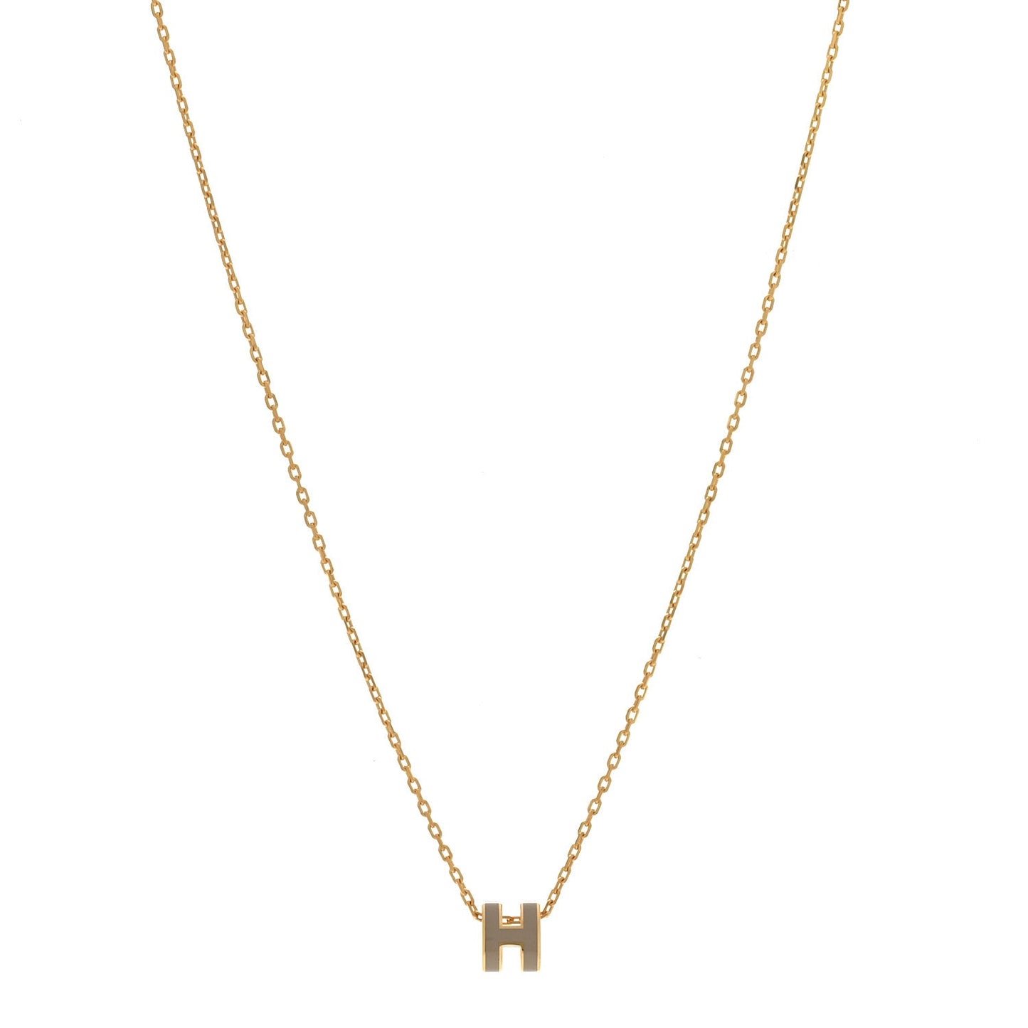 Hermes Mini Pop H Pendant Necklace Marron Glace Gold image 1