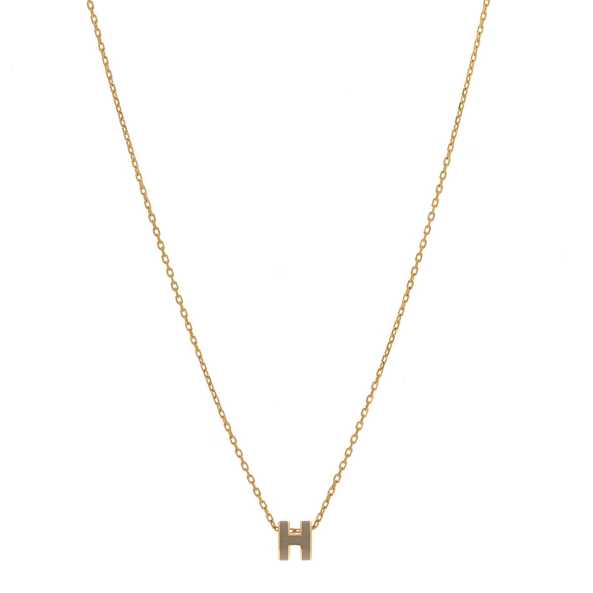 Hermes Mini Pop H Pendant Necklace Marron Glace Gold image 1