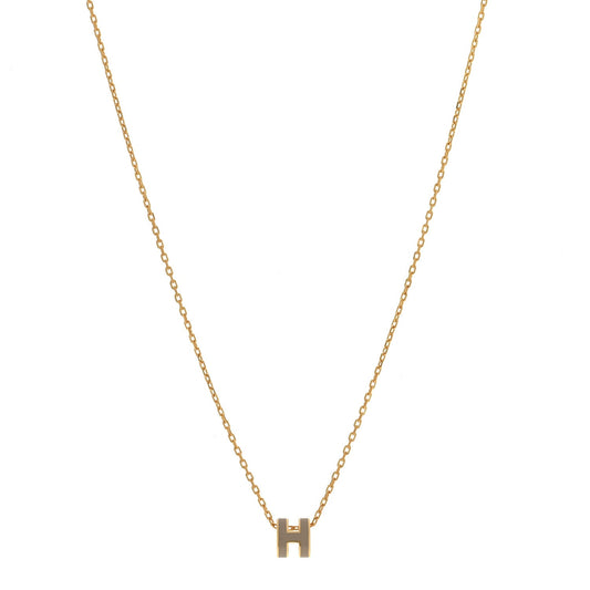 Hermes Mini Pop H Pendant Necklace Marron Glace Gold image 1