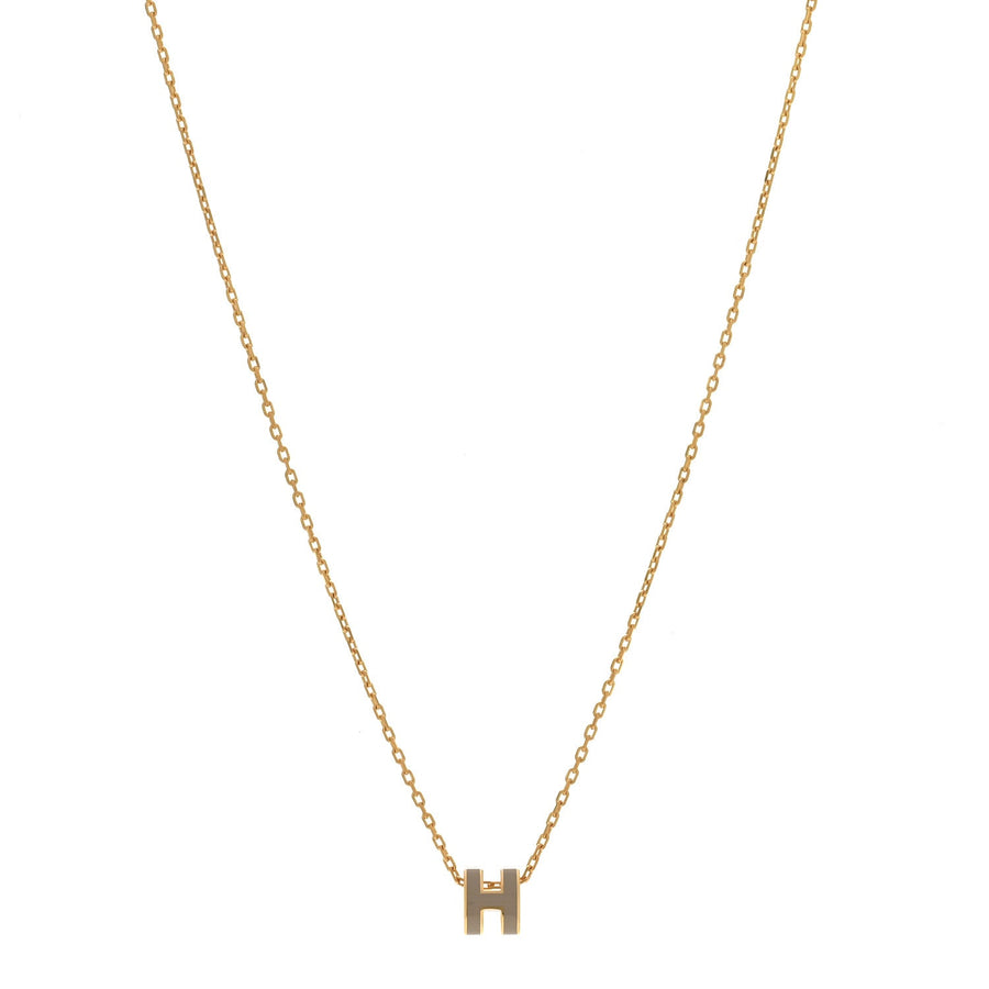 Hermes Mini Pop H Pendant Necklace Marron Glace Gold – PRELOOV
