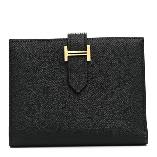 Hermès Bearn Compact Wallet Black Epsom - PRELOOV