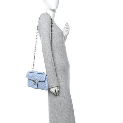 Gucci Medium GG Marmont Shoulder Bag Light Blue Matelasse Calfskin image 2