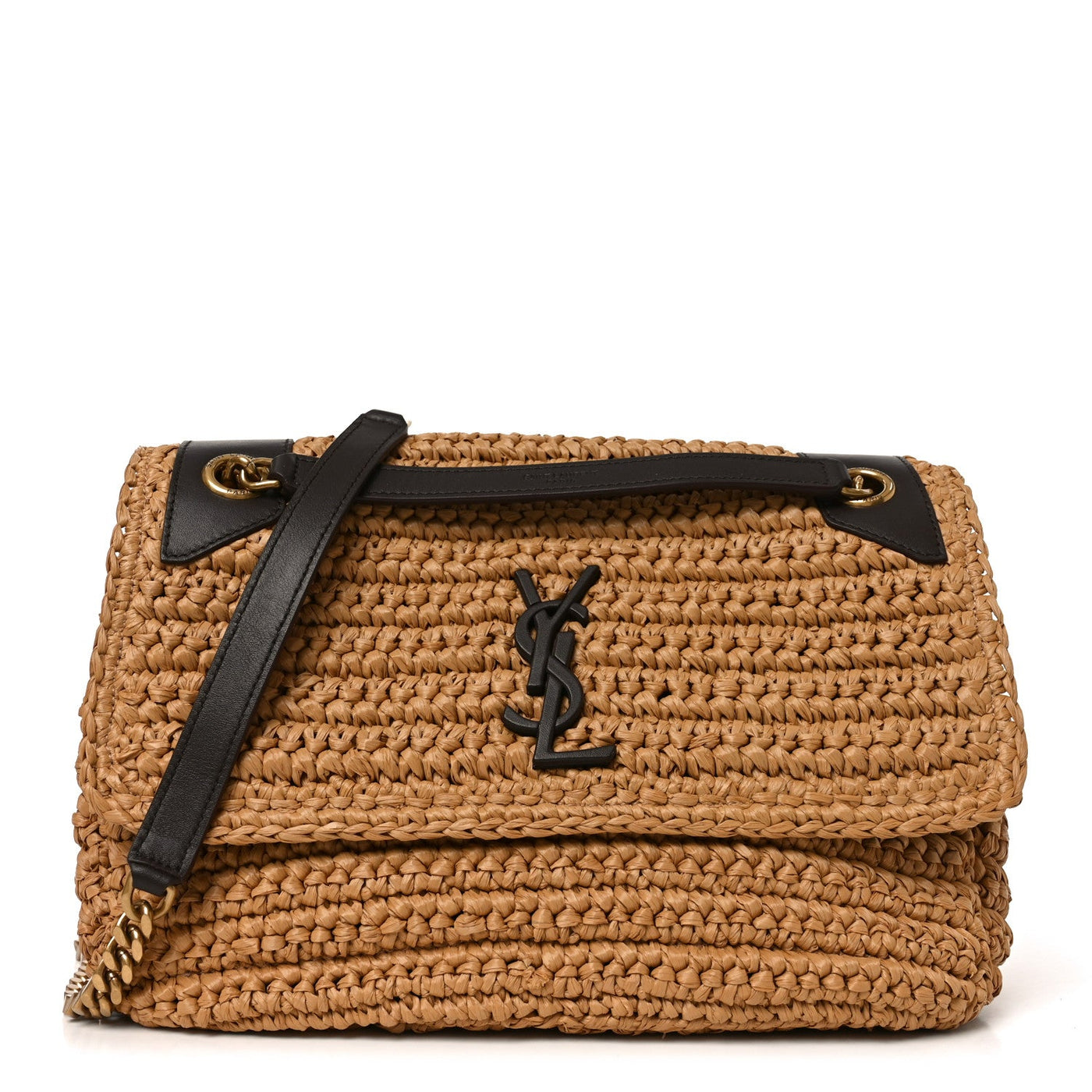 Saint Laurent Medium Niki Chain Satchel Natural Raffia – PRELOOV