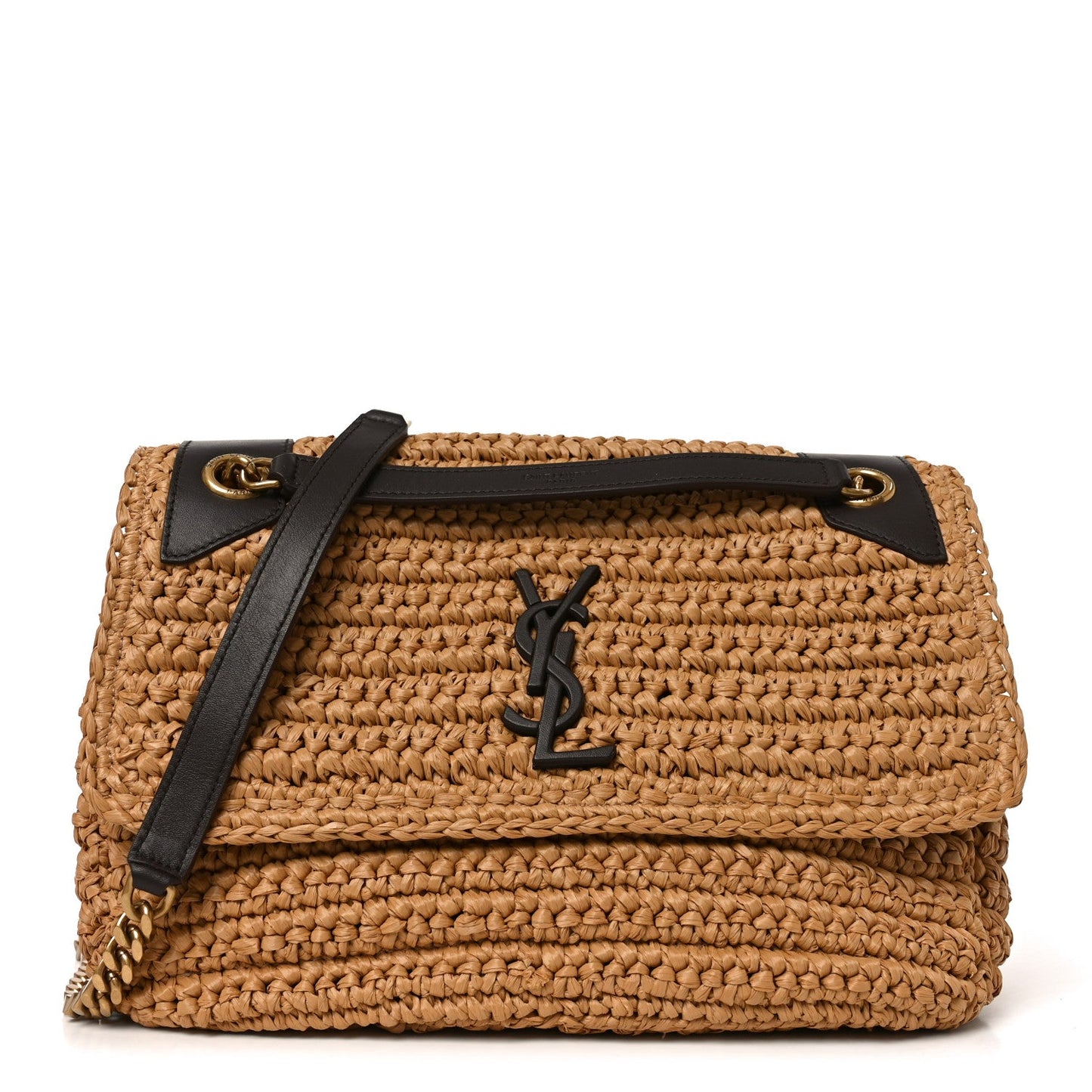 Saint Laurent Medium Niki Chain Satchel Natural Raffia image 1