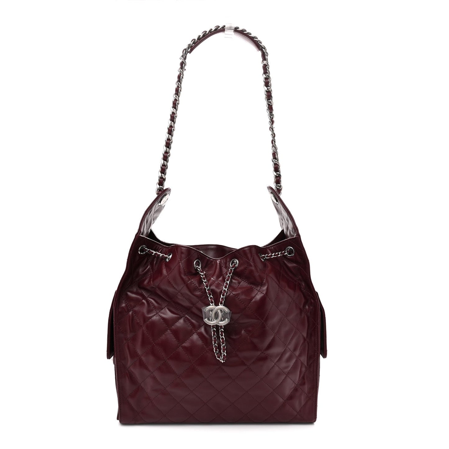 Chanel Shiny Crumpled Calfskin Quilted Medium Chanel 25 Handbag Dark Burgundy 2026 – PRELOOV