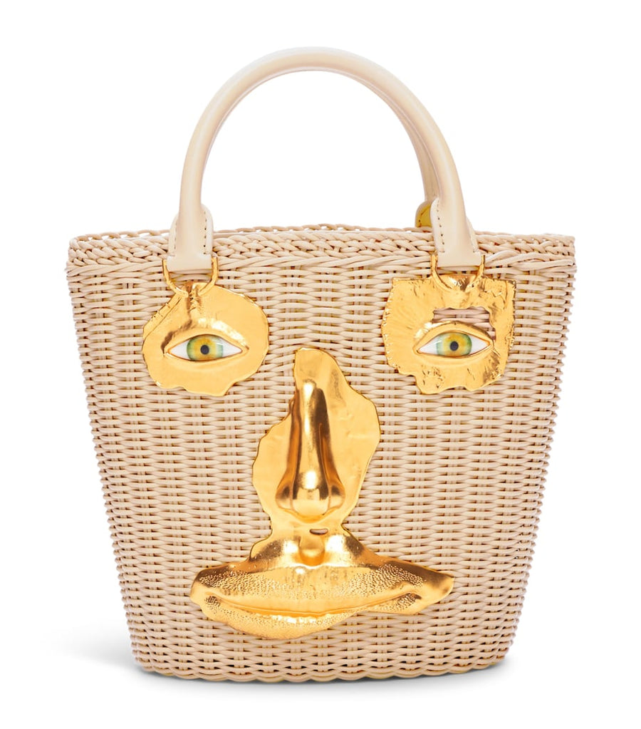 Schiaparelli Calfskin Wicker Face Bucket Bag Beige – PRELOOV