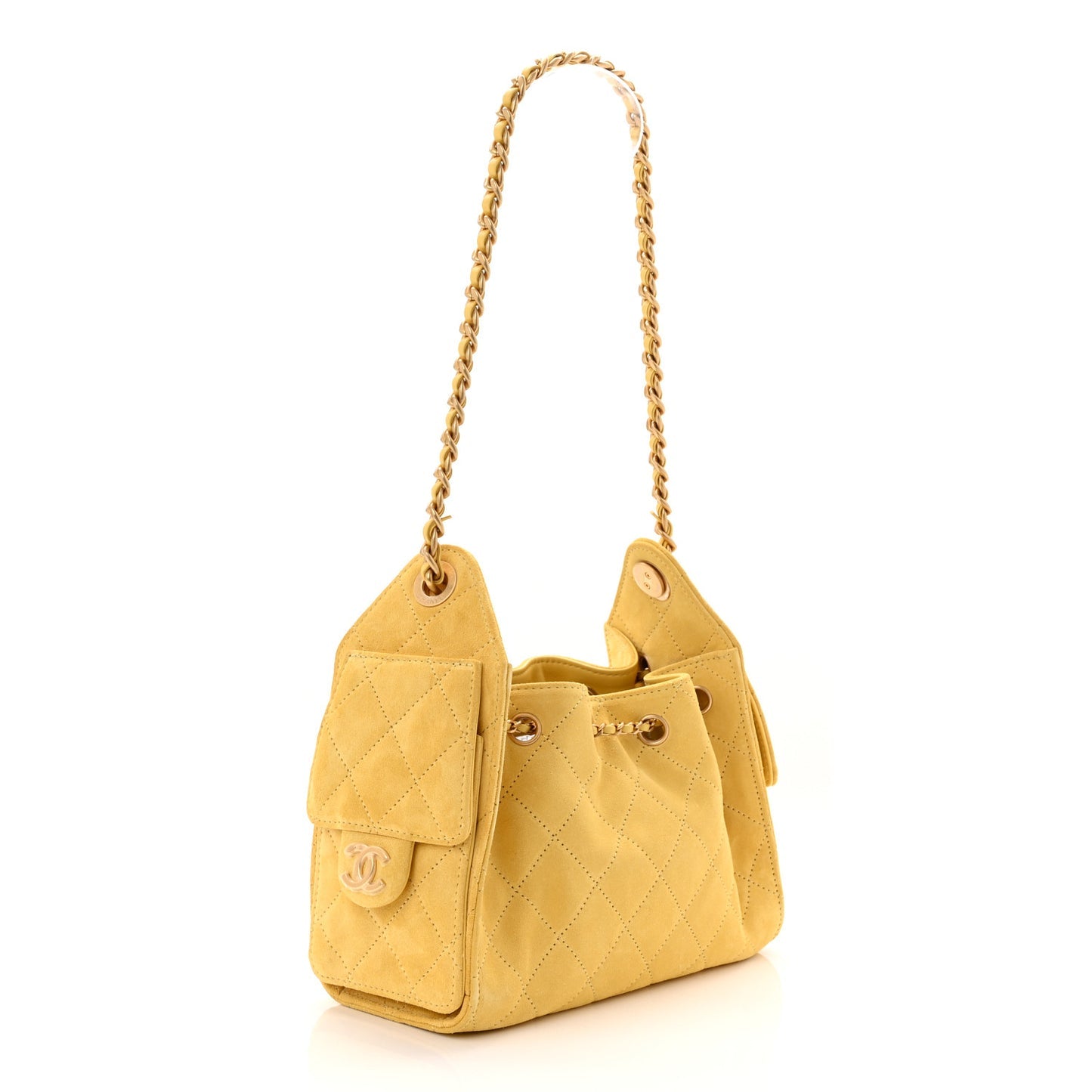 Chanel Suede Quilted Mini Chanel 25 Handbag Yellow 2026 – PRELOOV