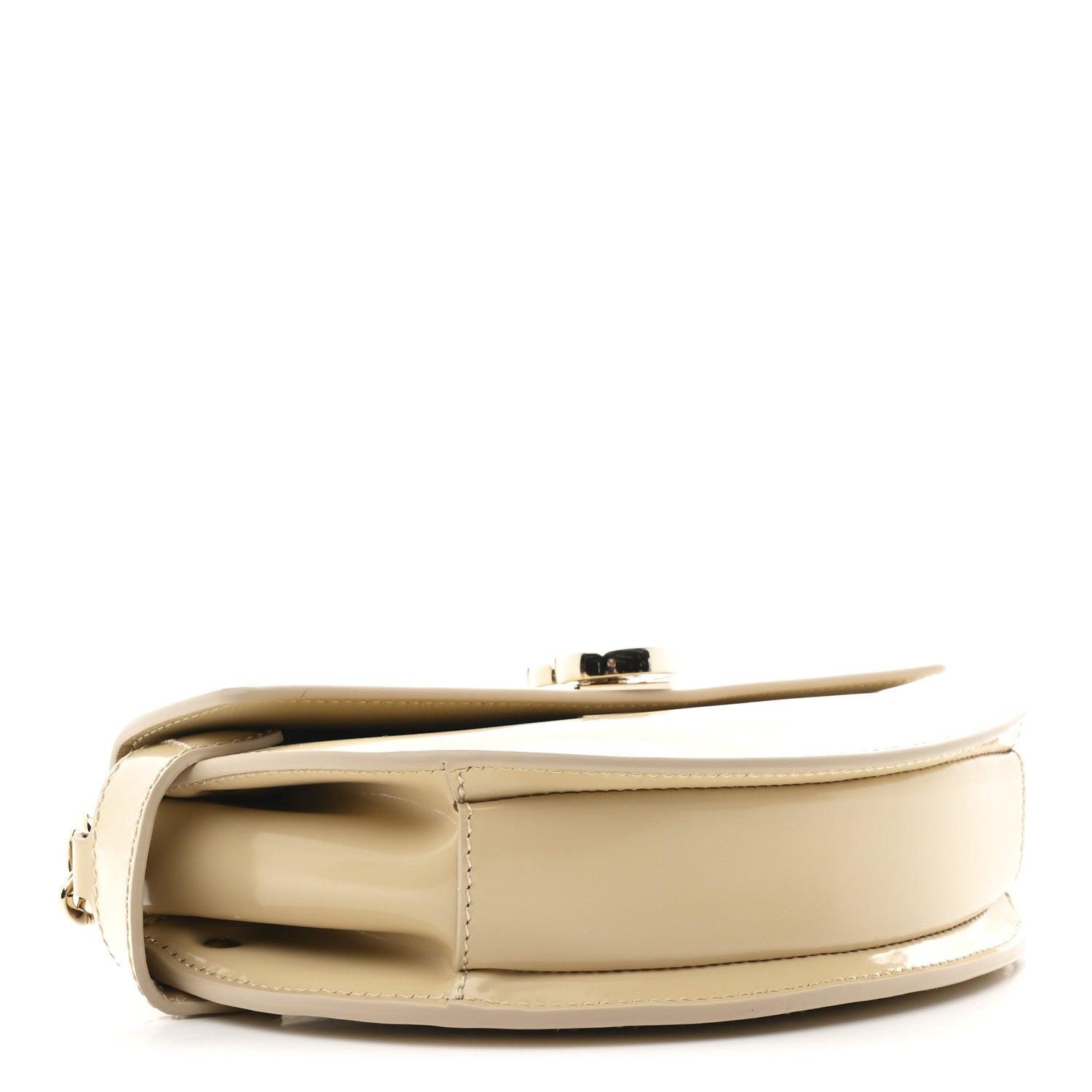 Gucci GG Half Moon Top Handle Bag Beige Patent Calfskin image 2