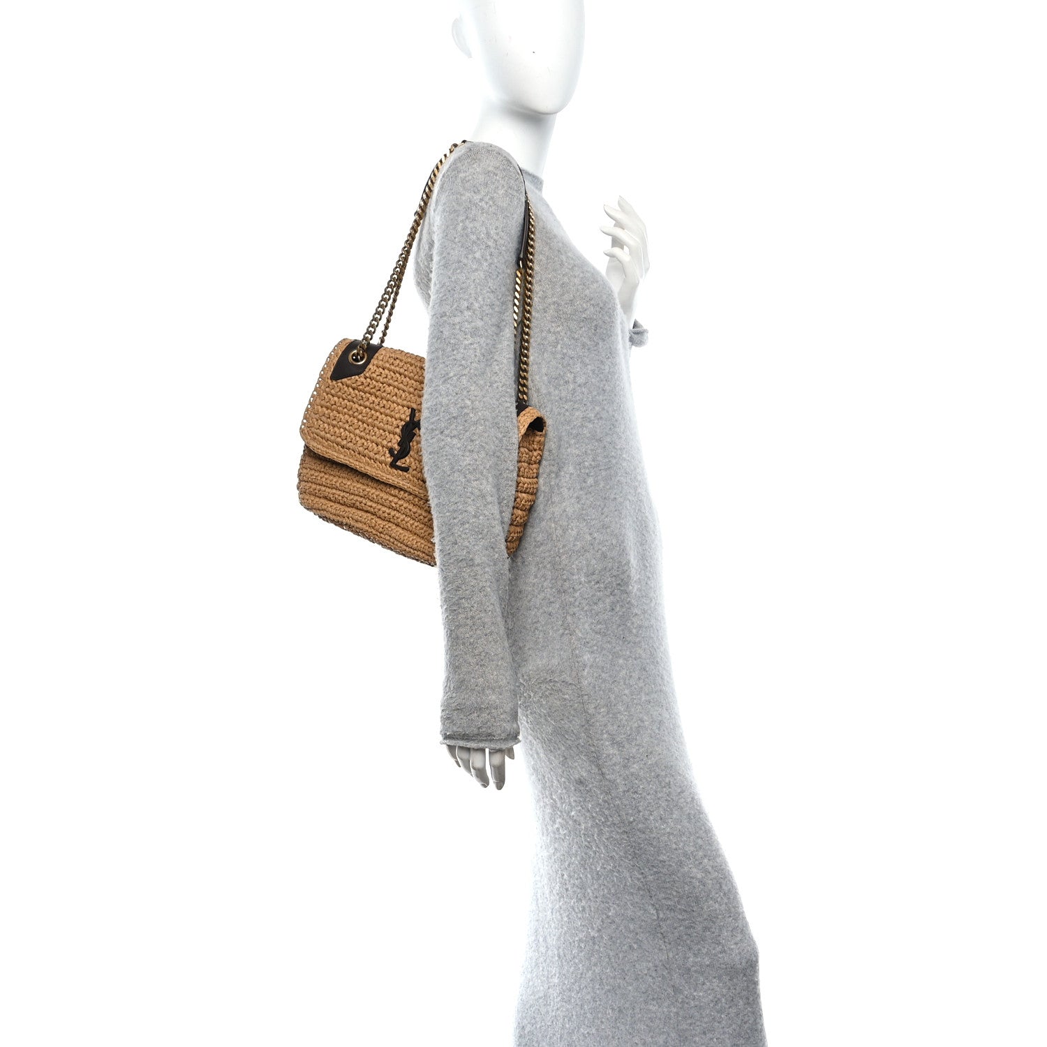 Saint Laurent Medium Niki Chain Satchel Natural Raffia image 2