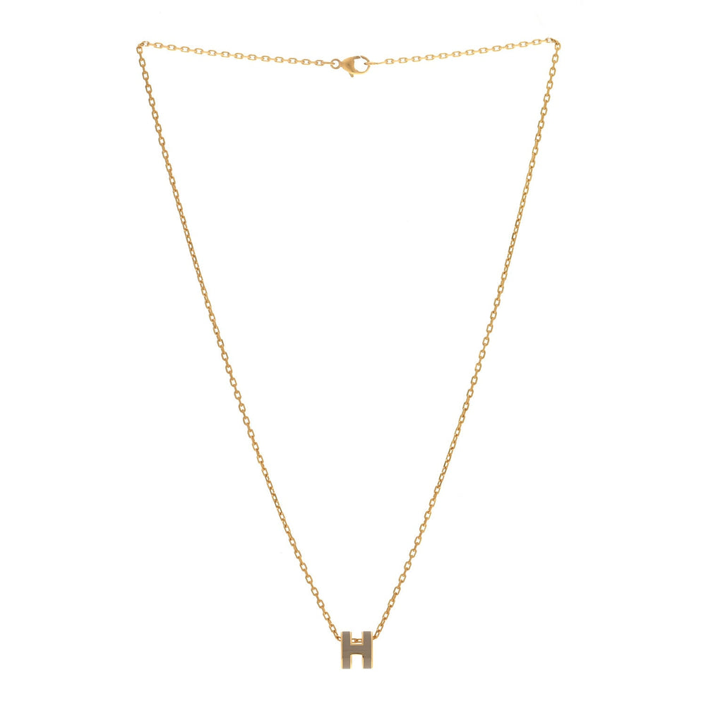 Hermes Mini Pop H Pendant Necklace Marron Glace Gold image 3