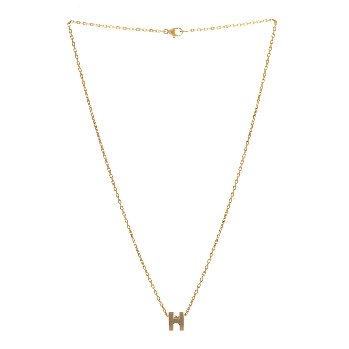 Hermes Mini Pop H Pendant Necklace Marron Glace Gold image 3