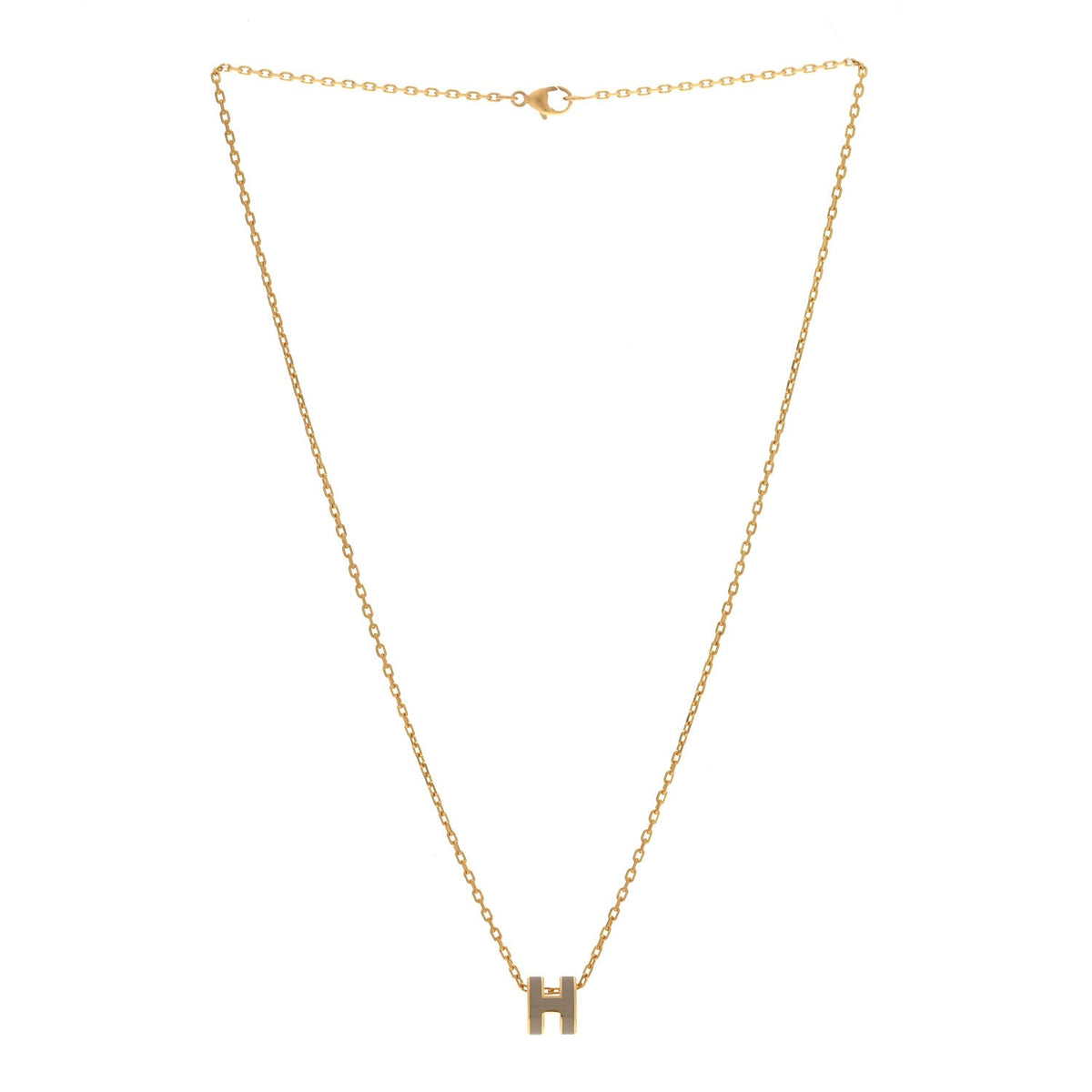 Hermes Mini Pop H Pendant Necklace Marron Glace Gold image 3