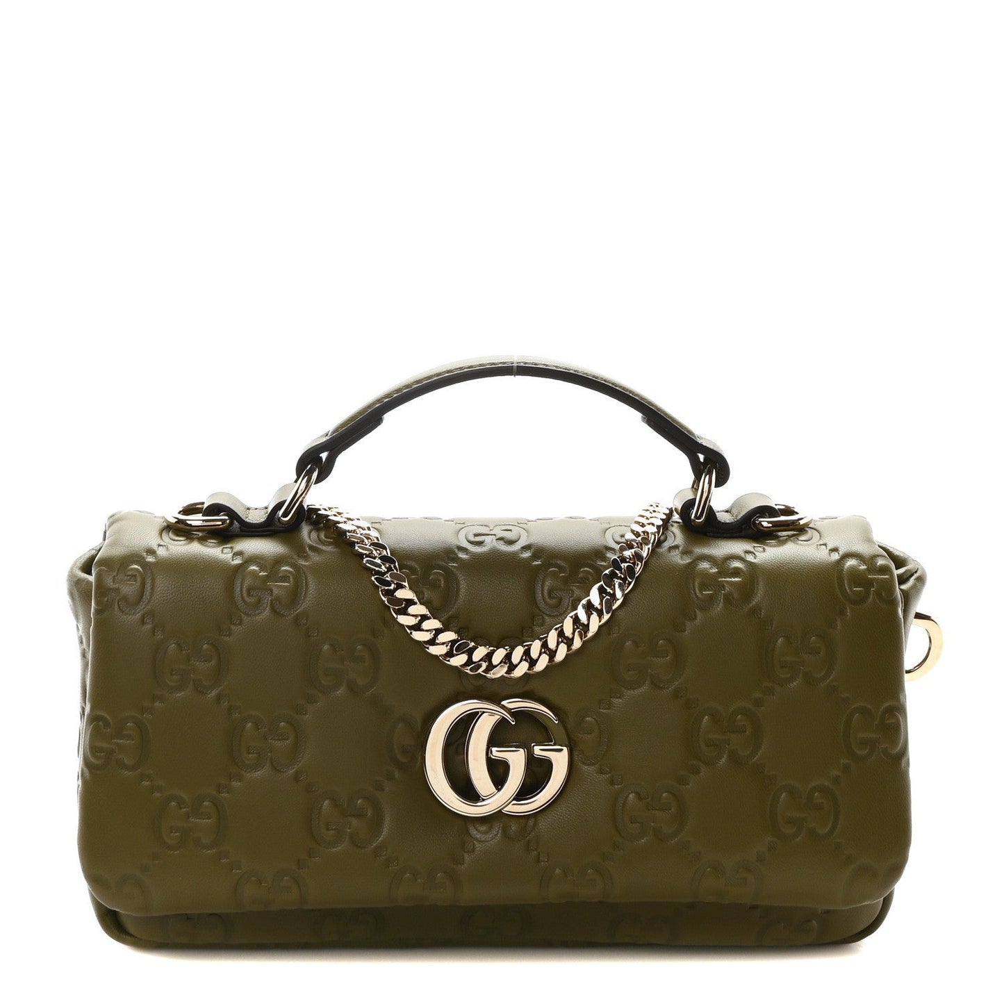 Gucci Mini GG Milano Top Handle Shoulder Bag Green Embossed Lambskin image 1