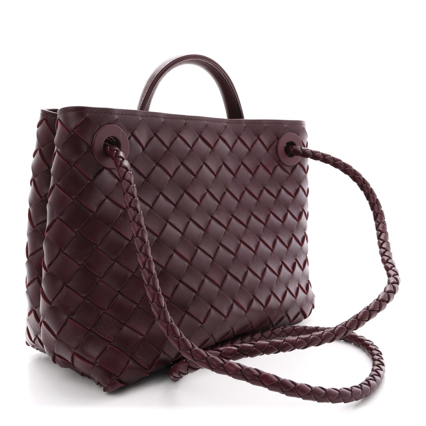Bottega Veneta Small Andiamo Shoulder Bag Barolo Red Nappa Intrecciato Gold Knot – PRELOOV