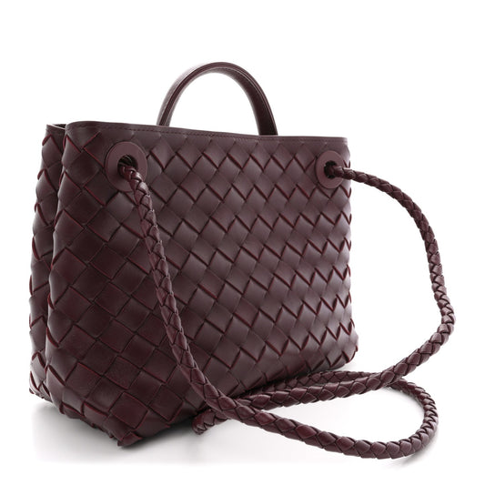 Bottega Veneta Small Andiamo Shoulder Bag Barolo Red Nappa Intrecciato Gold Knot – PRELOOV