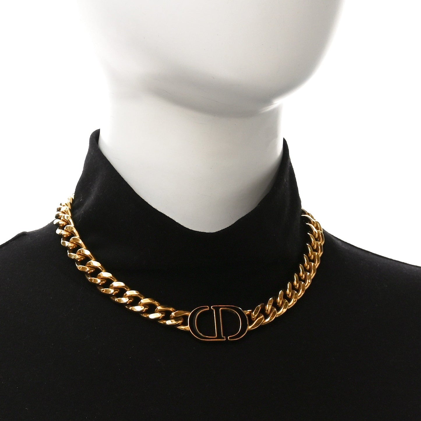 Christian Dior CD Choker Necklace Gold Black image 2