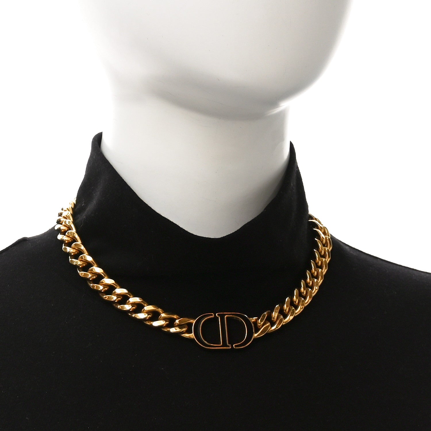Christian Dior CD Choker Necklace Gold Black image 2