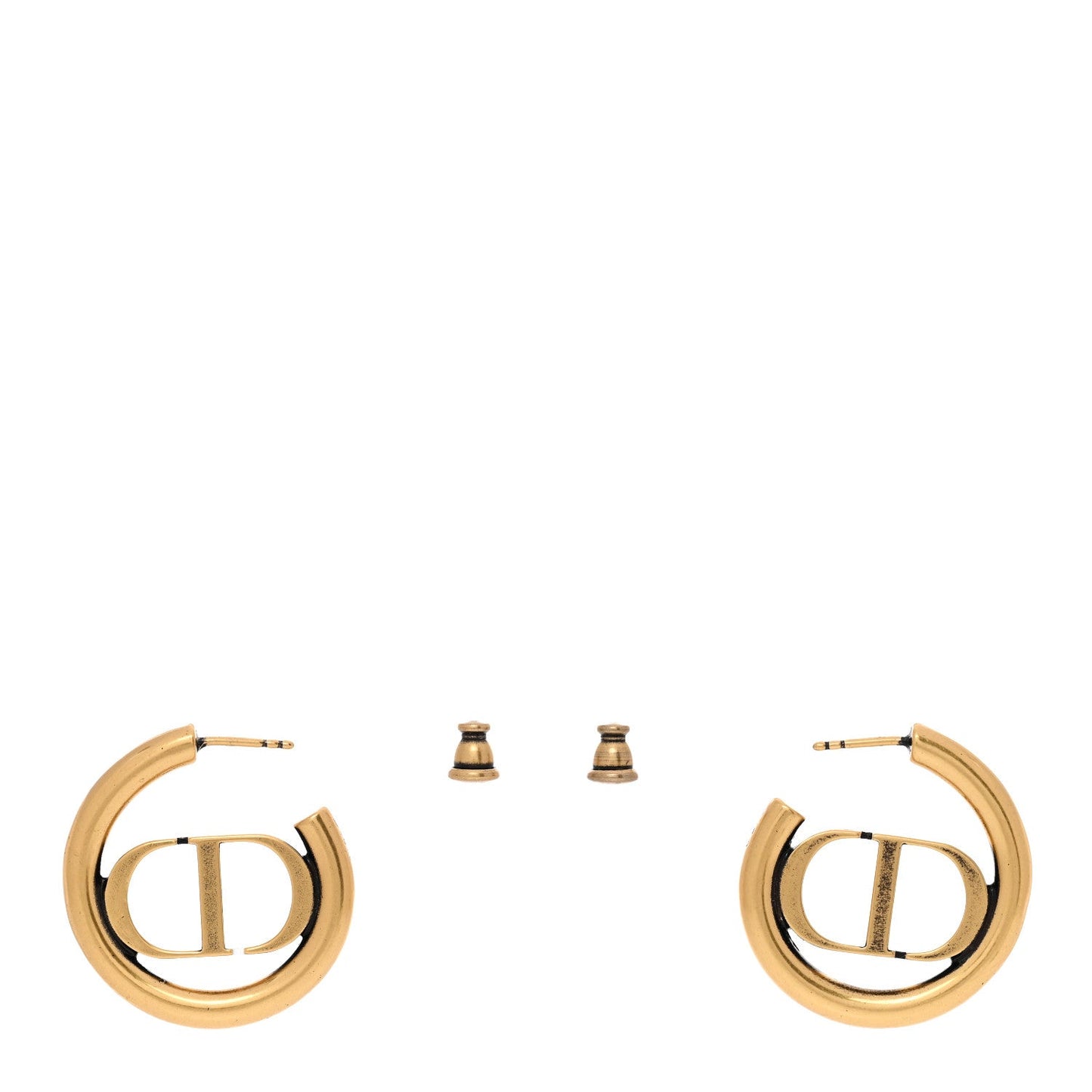Christian Dior 30 Montaigne Hoop Earrings Aged Gold image 1