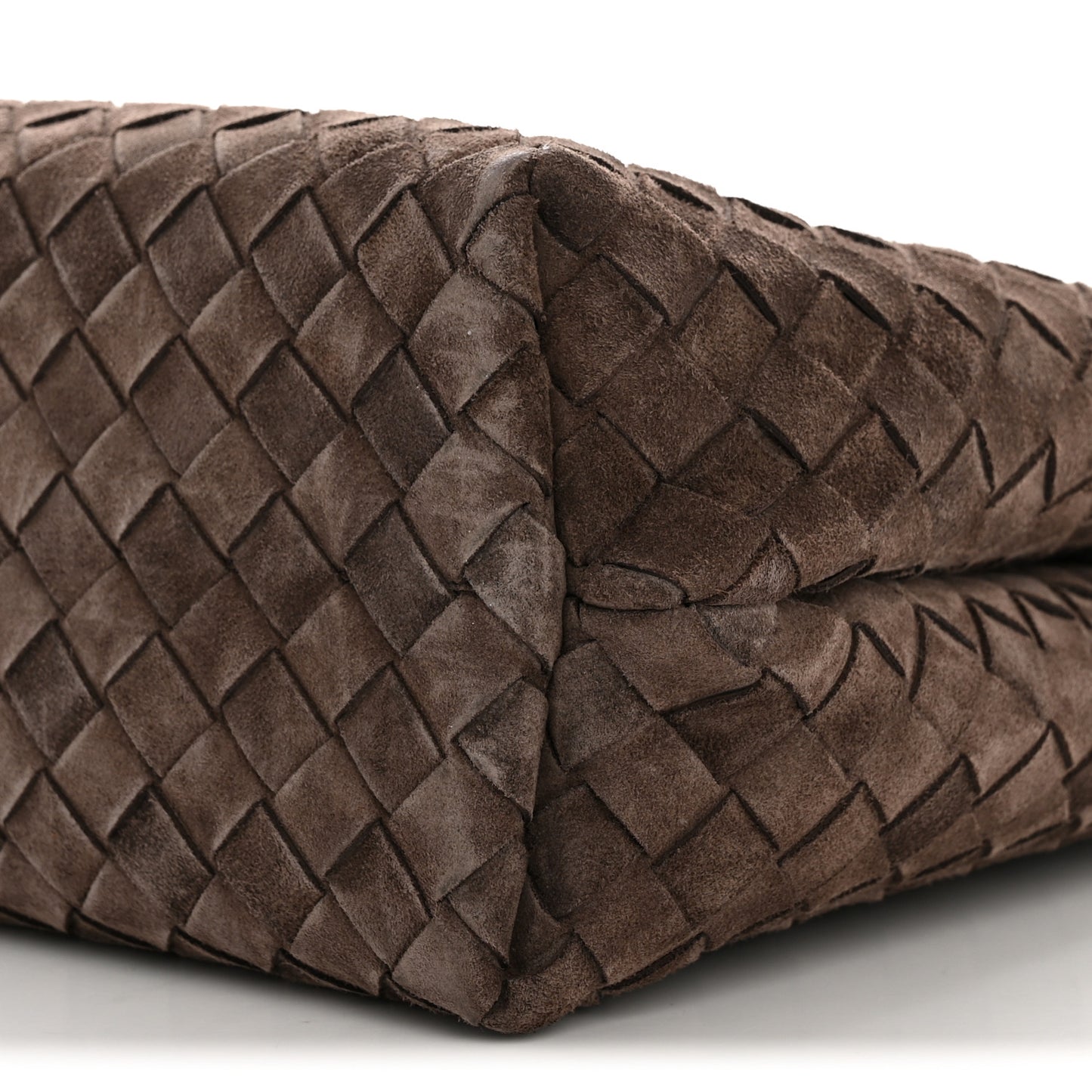 Bottega Veneta Medium Andiamo Shoulder Bag Fondant Dark Brown Suede Intrecciato – PRELOOV