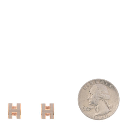 Hermes Mini Pop H Earrings Marron Glace Rose Gold image 2