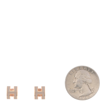 Hermes Mini Pop H Earrings Marron Glace Rose Gold image 2
