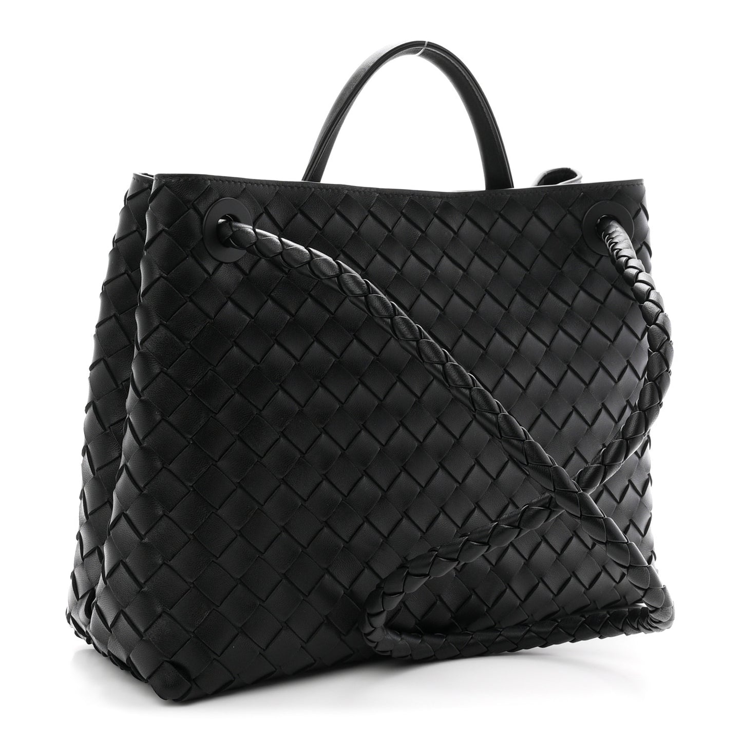 Bottega Veneta Medium Andiamo Shoulder Bag Black Nappa Intrecciato Gold Knot – PRELOOV