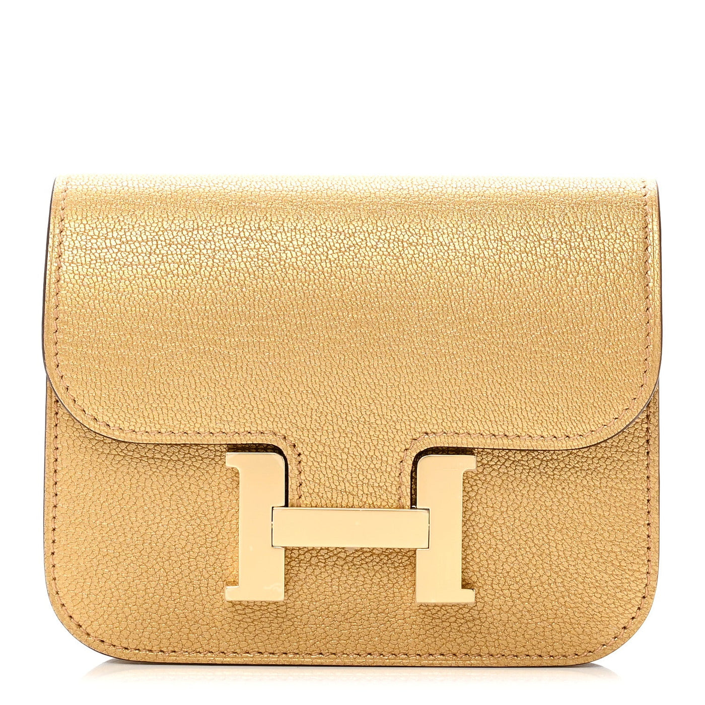 Hermès Metallic Chevre Chamkilight Constance Slim Wallet Dore 2026 PRELOOV