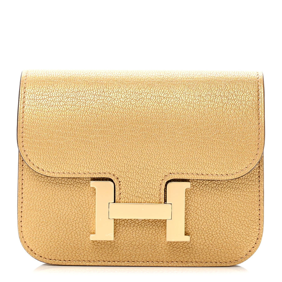 Hermès Metallic Chevre Chamkilight Constance Slim Wallet Dore 2026 PRELOOV