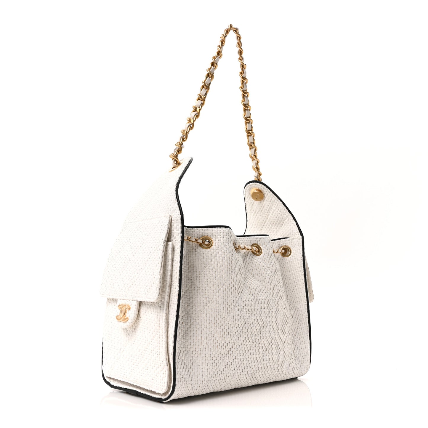 Chanel Braided Raffia Calfskin Quilted Small Chanel 25 Handbag White Black 2026 – PRELOOV